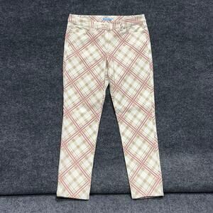 J McLaughlin Jeans Womens 8 Beige Plaid Skinny Mid Rise Stretch Denim Pants